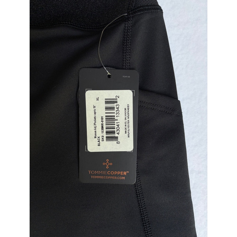 Tommie Copper Adjustable Back Support Compression Capri's 19" Women XL Black NWT - Picture 7 of 12